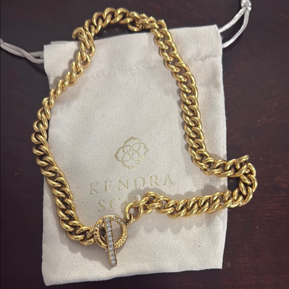Kendra Scott Gold Statement Necklace with Crystal Accents